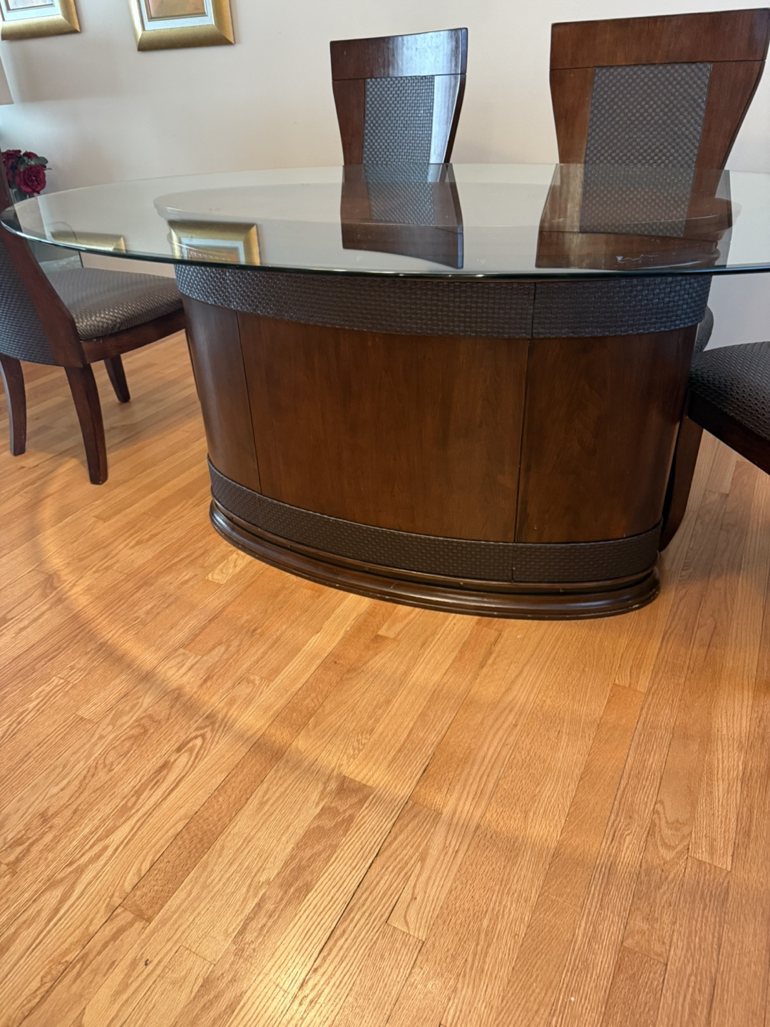Glass Top Oval Dining Table with 4 Chairs - photo 3