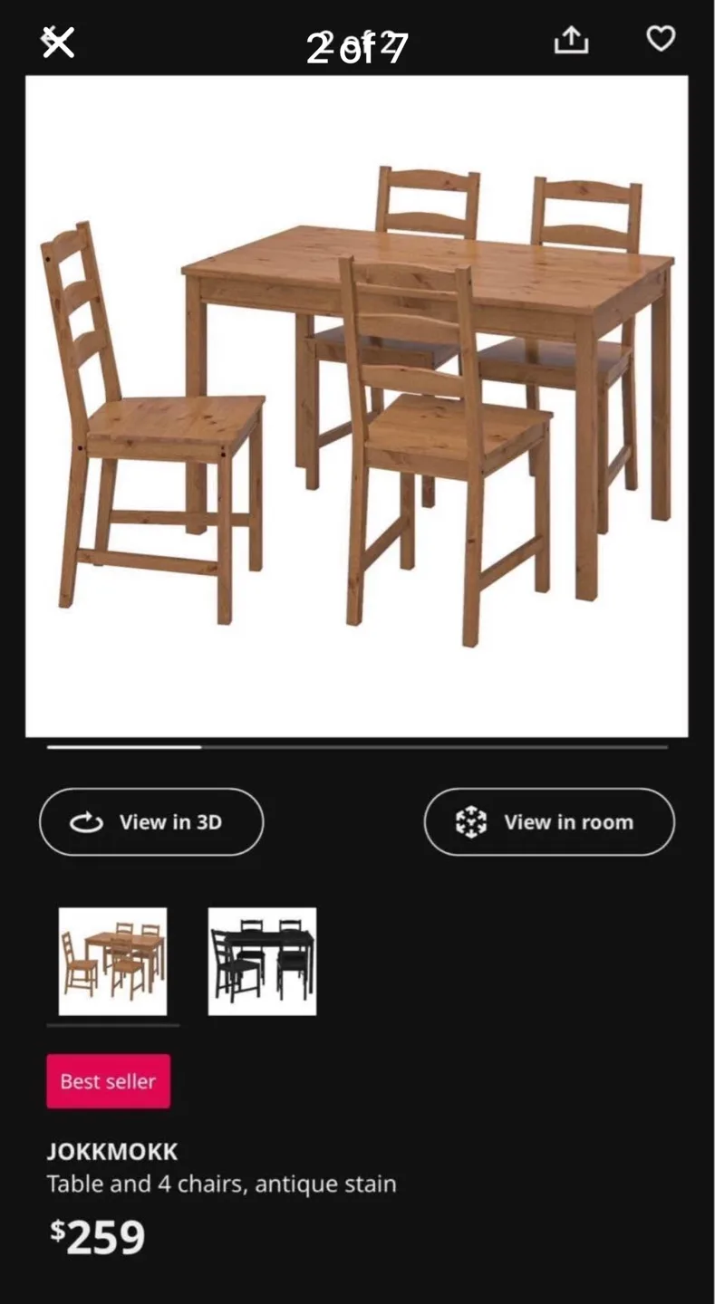 IKEA JOKKMOKK Table and 2 Chairs image indicator(2)