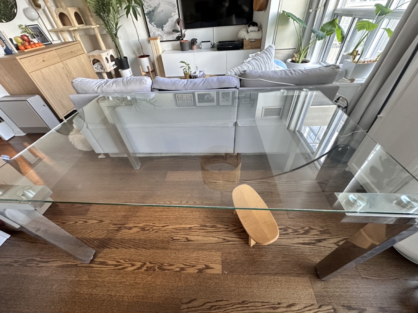 Glass Dining Table with Chrome Legs
