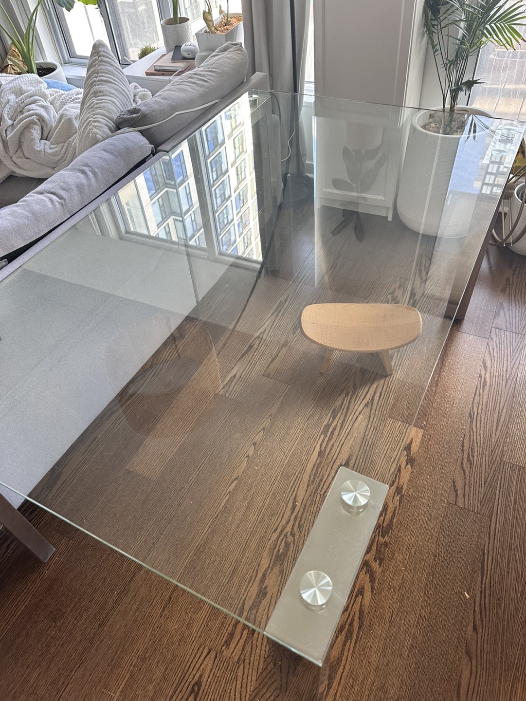 Glass Dining Table with Chrome Legs - photo 2