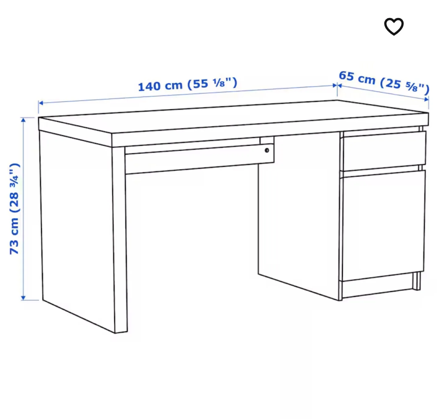 IKEA MALM Desk - White - 140x65 cm image indicator(3)