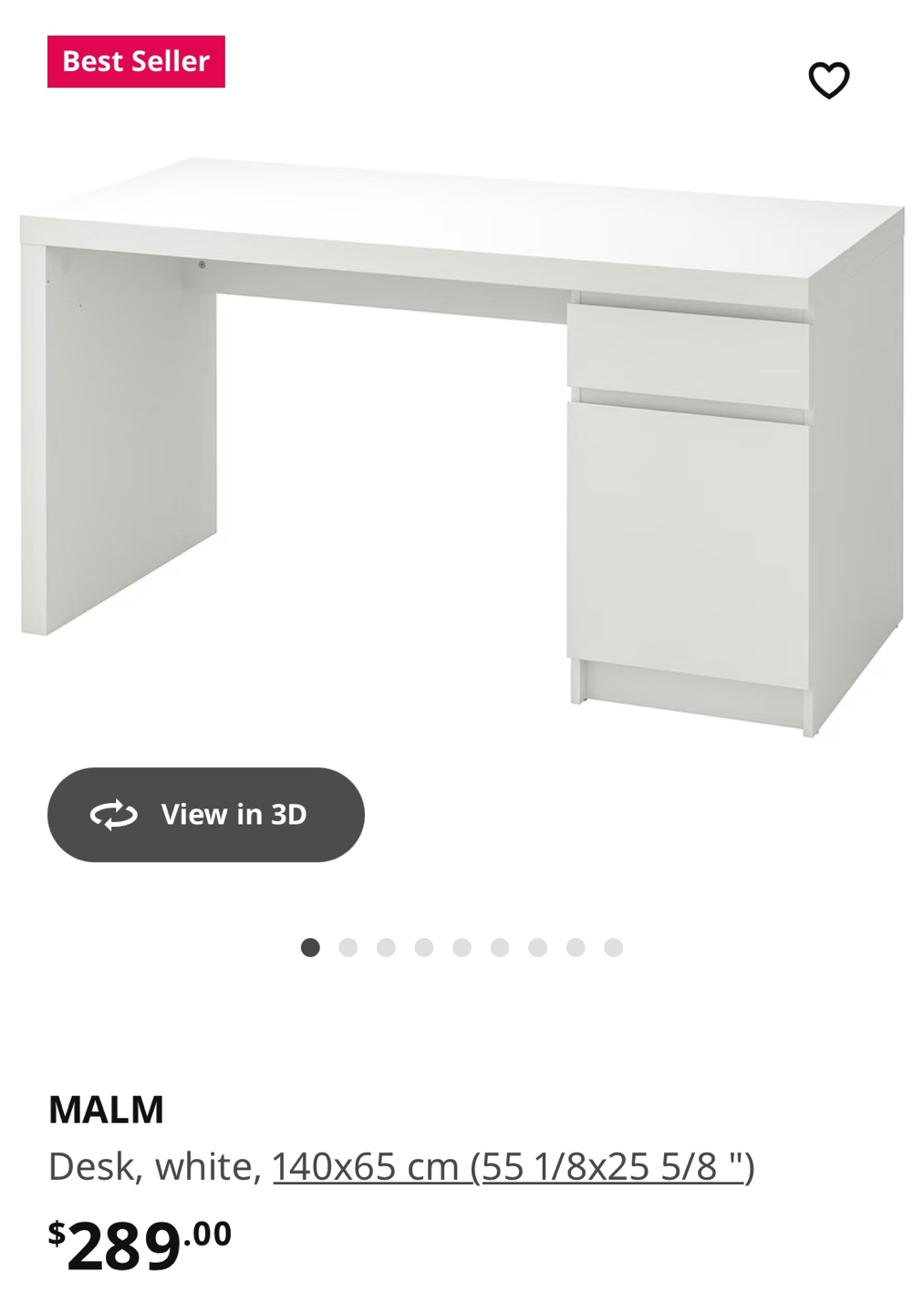 IKEA MALM Desk - White - 140x65 cm - photo 2