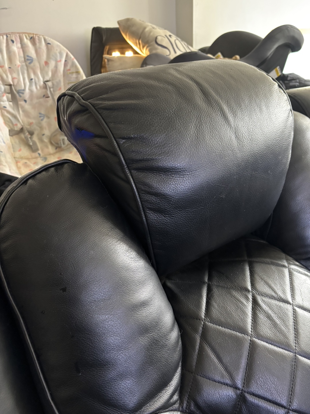 Black Leather Reclining Loveseat