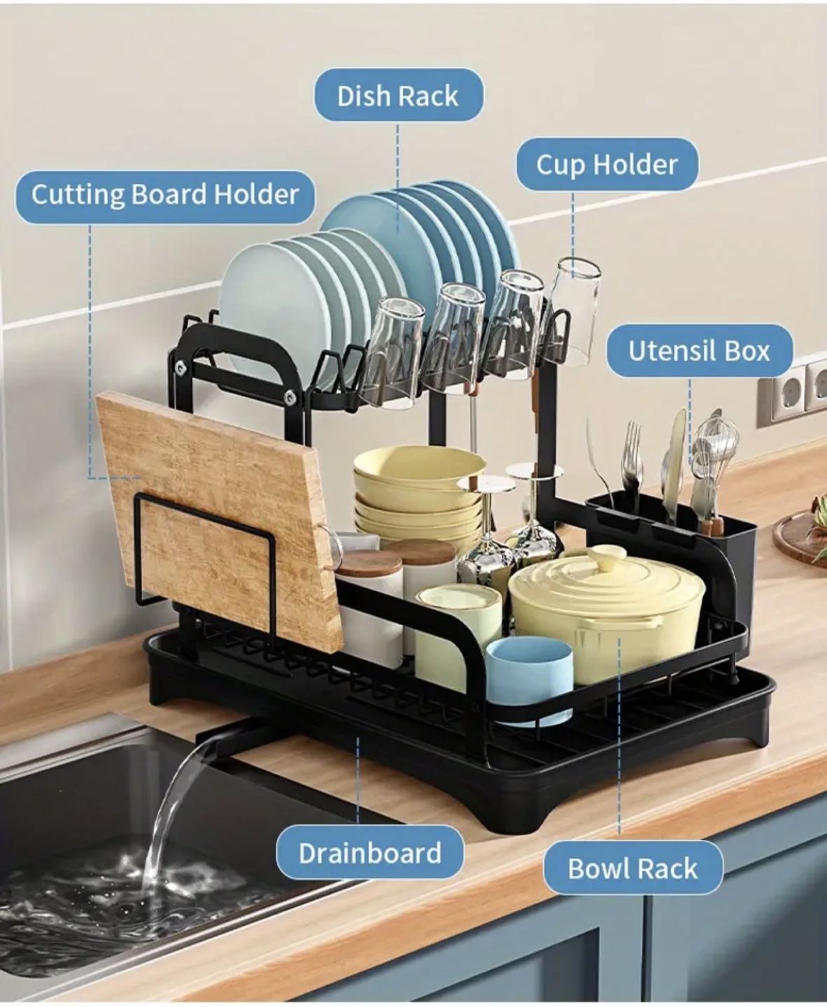 2 Tier dish drying rack