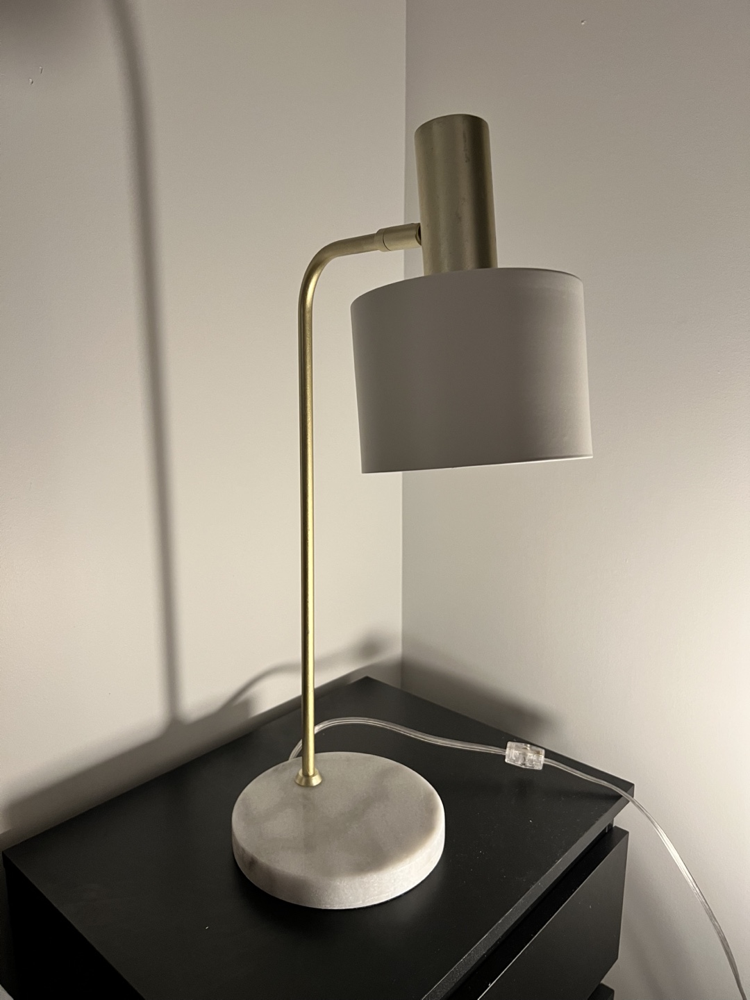 Modern Desk Lamp, Gold & White Marble Base