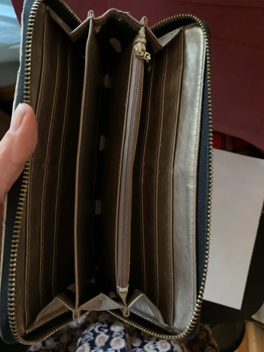 Anne Klein Black and White Zip Around Wallet image indicator(4)