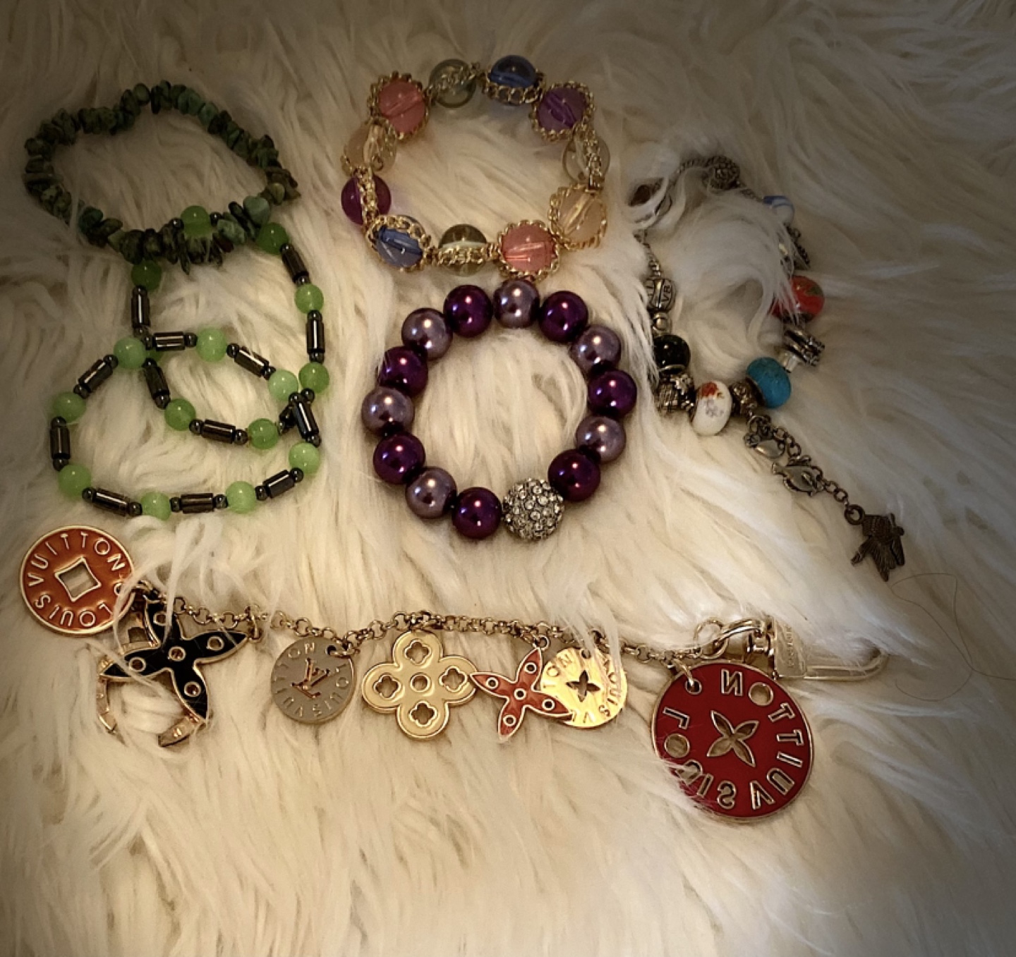 Bundle of Bracelets and Charm Necklace