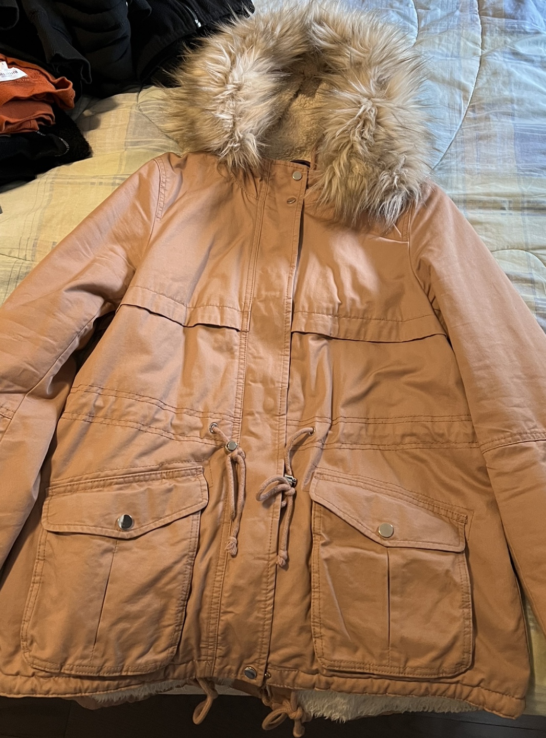 Women's Faux Fur Trim Hooded Jacket