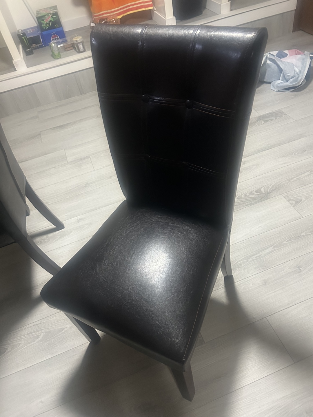 5-Piece Dining Set - Black Marble Table & Faux Leather Chairs - photo 2
