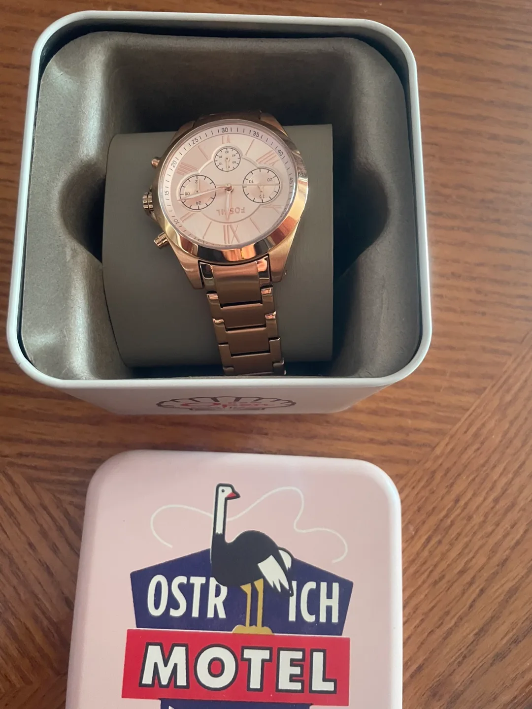 Fossil Women's Rose Gold Watch with Ostrich Motel Tin image indicator(2)