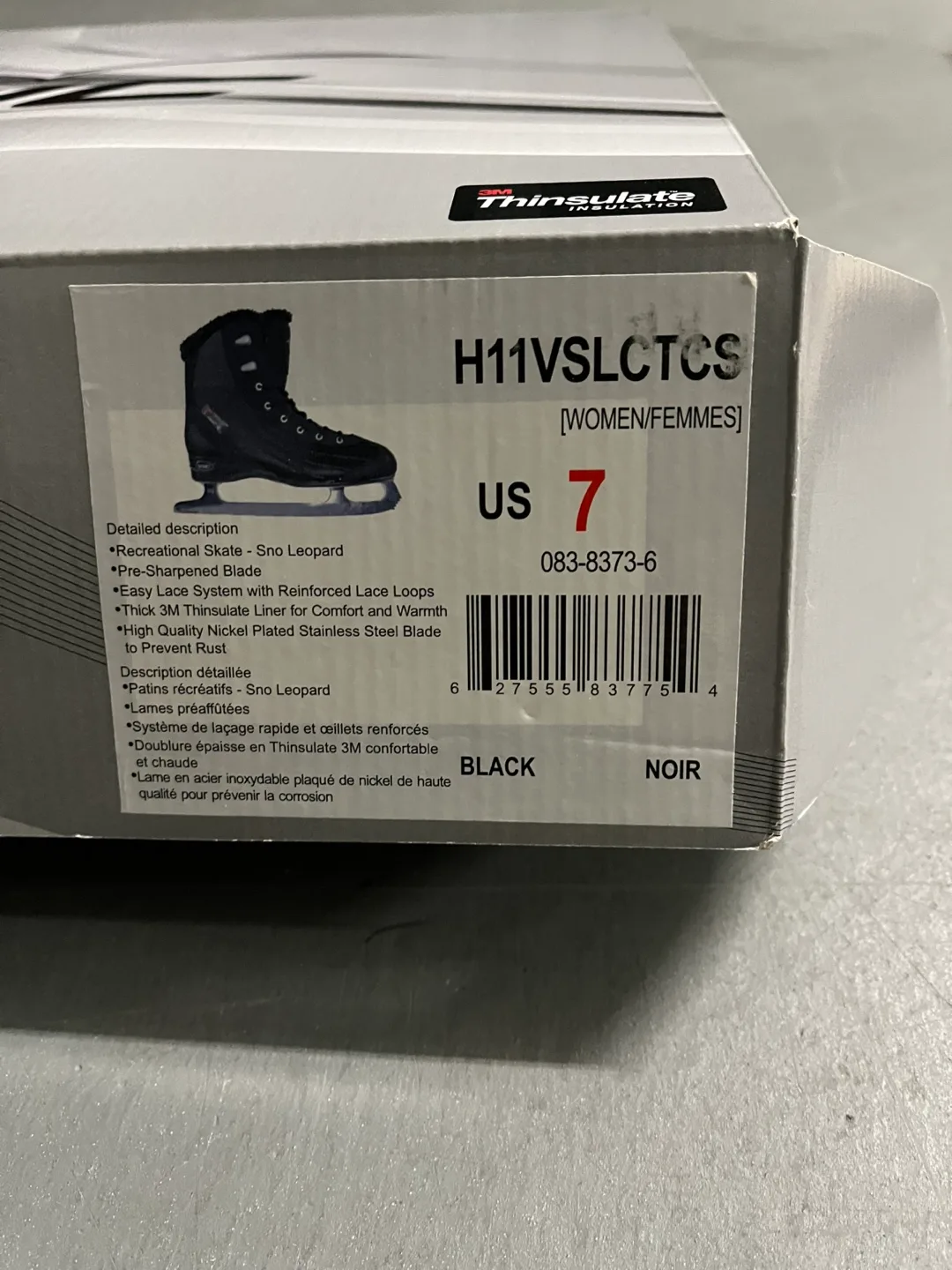 Women's Size 7 Black Figure Skates - Sno Leopard image indicator(3)