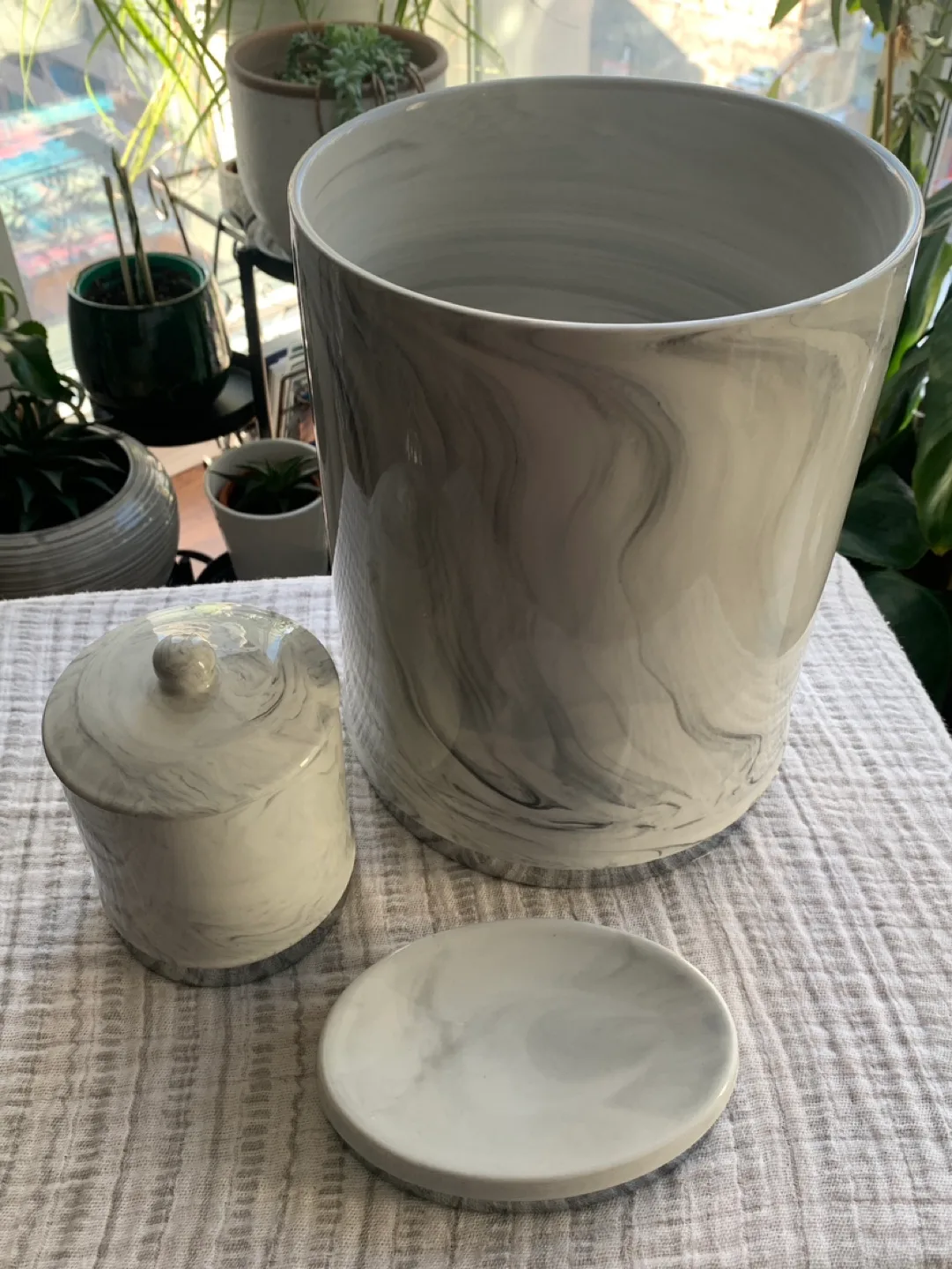 Marble Bathroom Accessories - Grey and White thumbnail