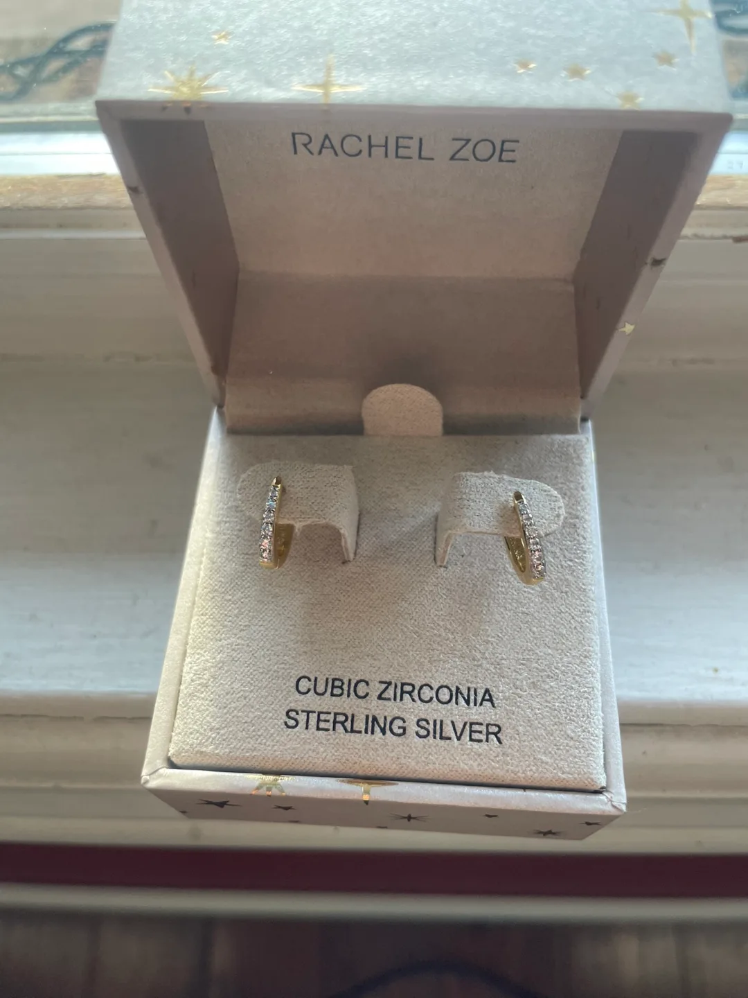 Rachel Zoe Cubic Zirconia Sterling Silver Hoop Earrings image indicator(2)