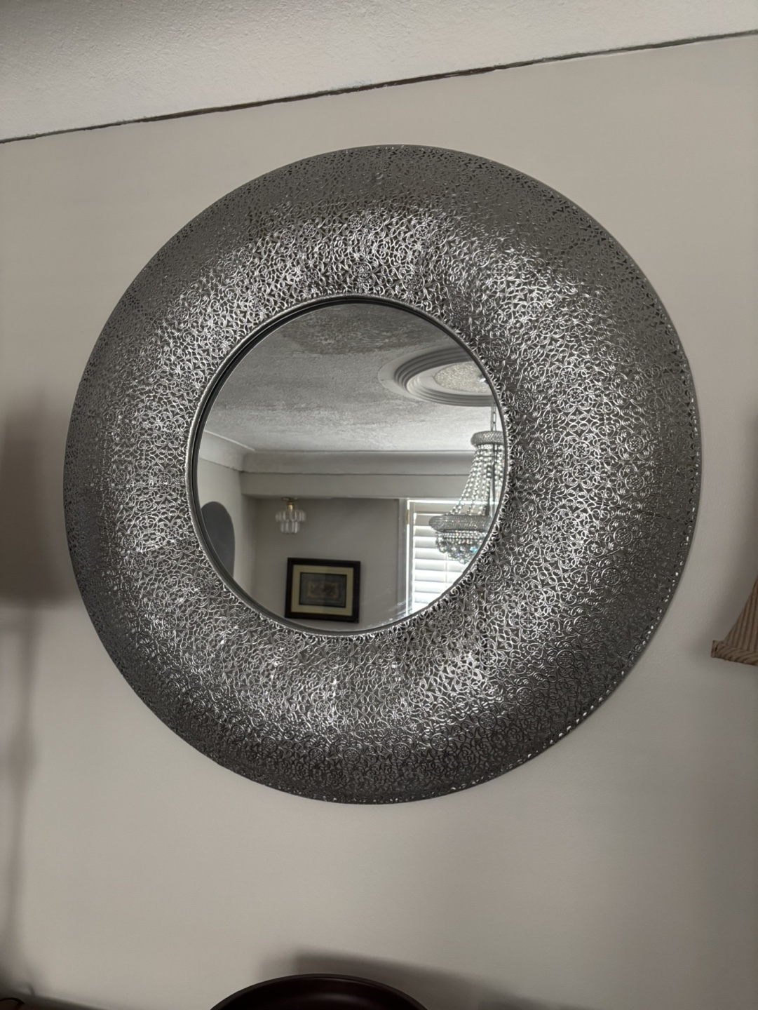 Large Silver Ornate Mirror