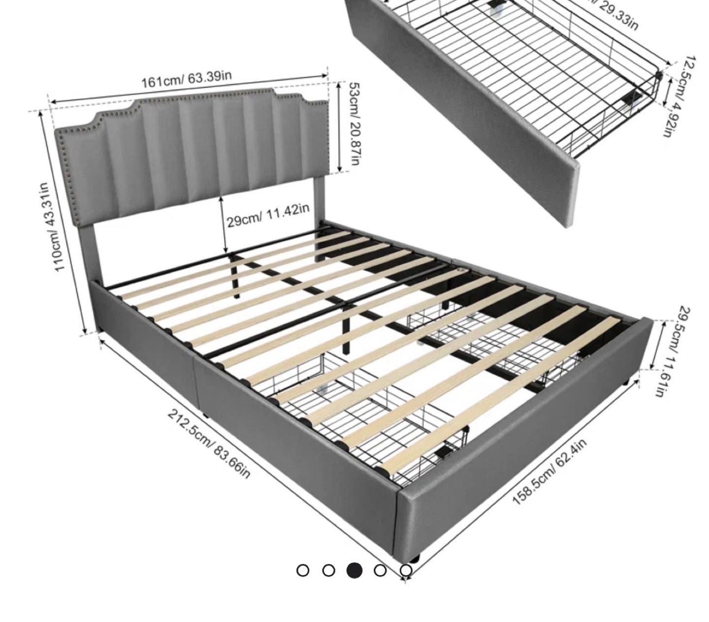 Queen Upholstered Bed Frame with Headboard