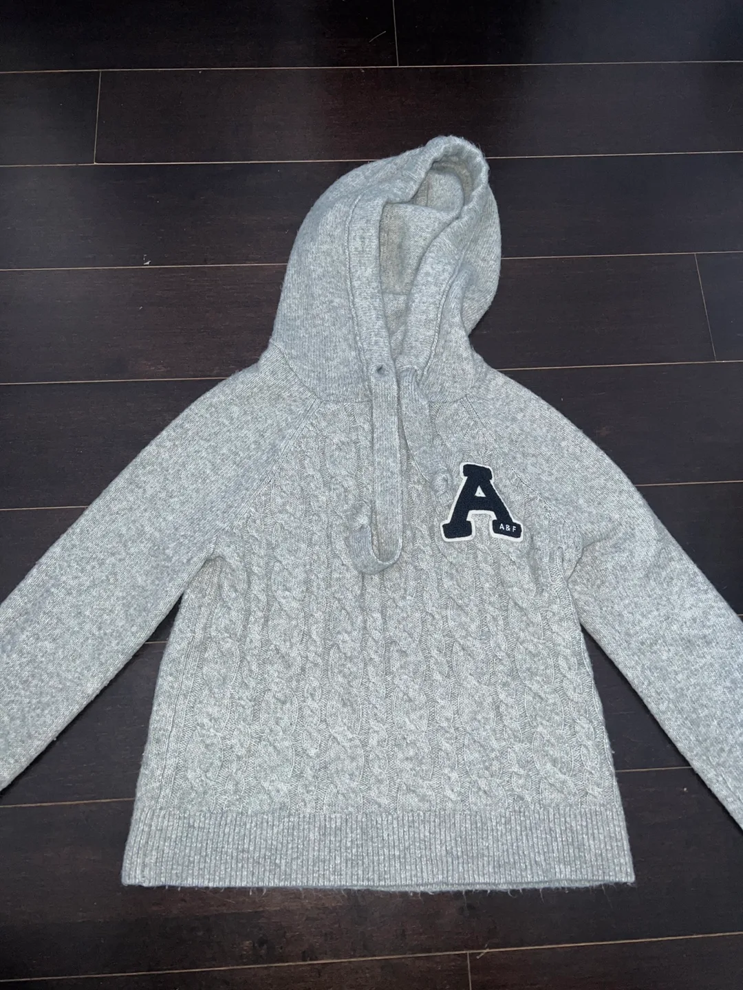 Abercrombie & Fitch Grey Cable Knit Hoodie - XXS image indicator(2)