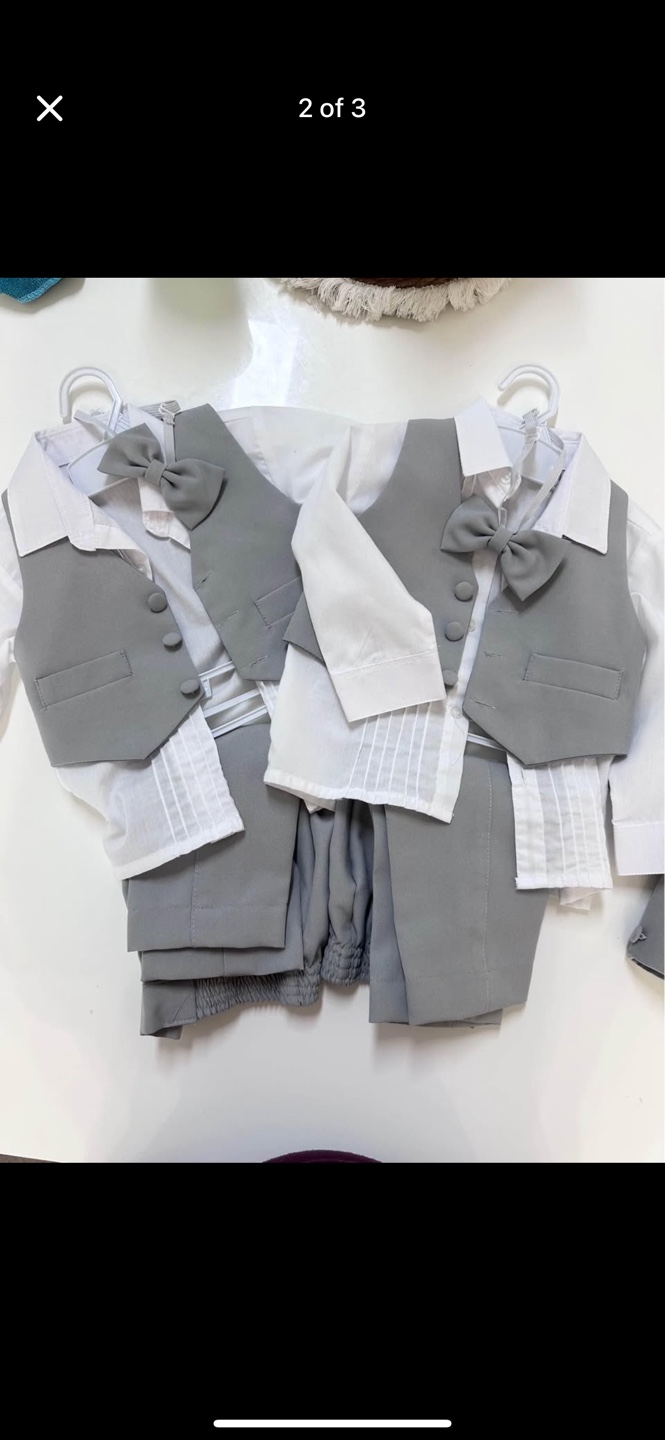 Baby Boys' Grey Formal Suit - 12M (2 pairs) - photo 2