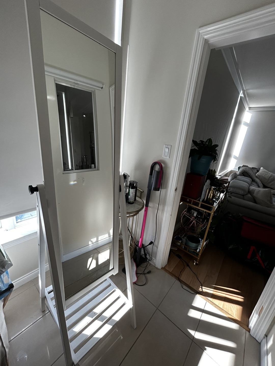 Full-Length White Wooden Floor Mirror - photo 2