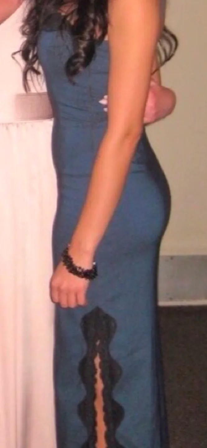 Le Chateau Navy Blue maxi Dress Size Small image indicator(3)