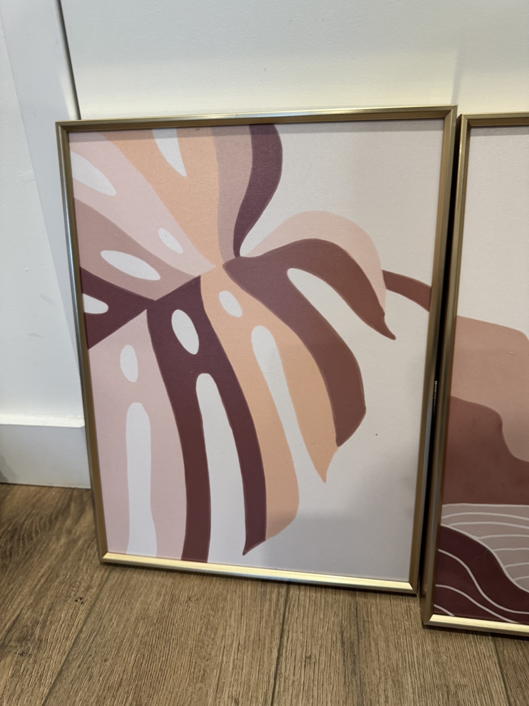 Set of 3 Abstract Wall Art Prints with Gold Frames - photo 2