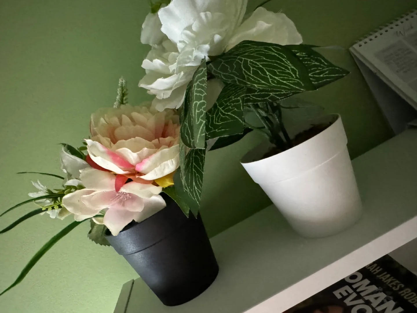 Artificial Flower Arrangement in Black Pot & White Pot thumbnail