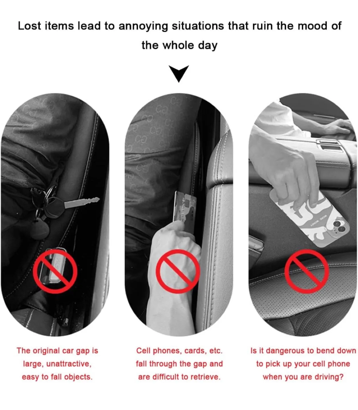 New 2-Pack Car Seat Gap Filler - Stops Items from Falling image indicator(3)