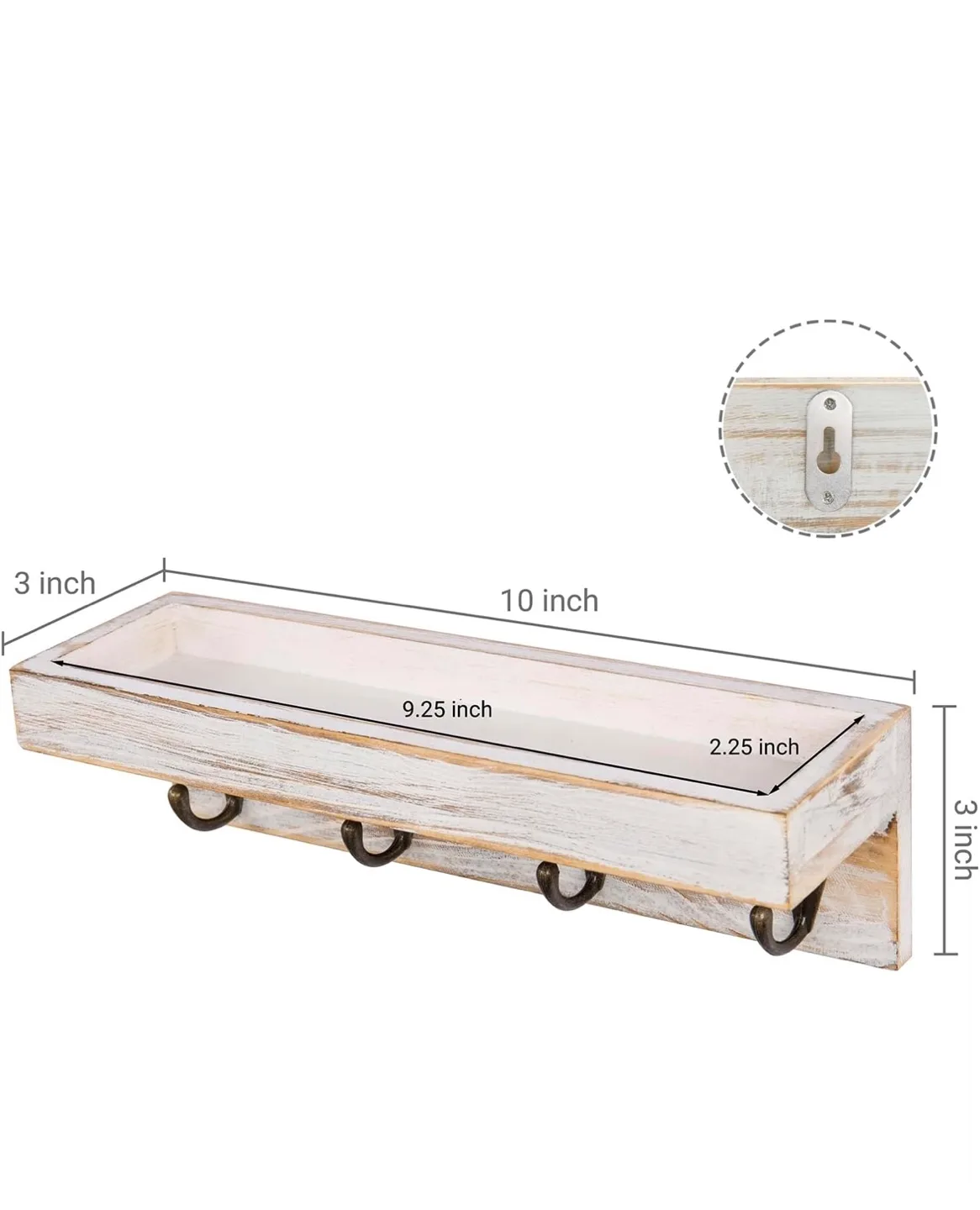 New Rustic White Wooden Key Holder with Shelf image indicator(2)