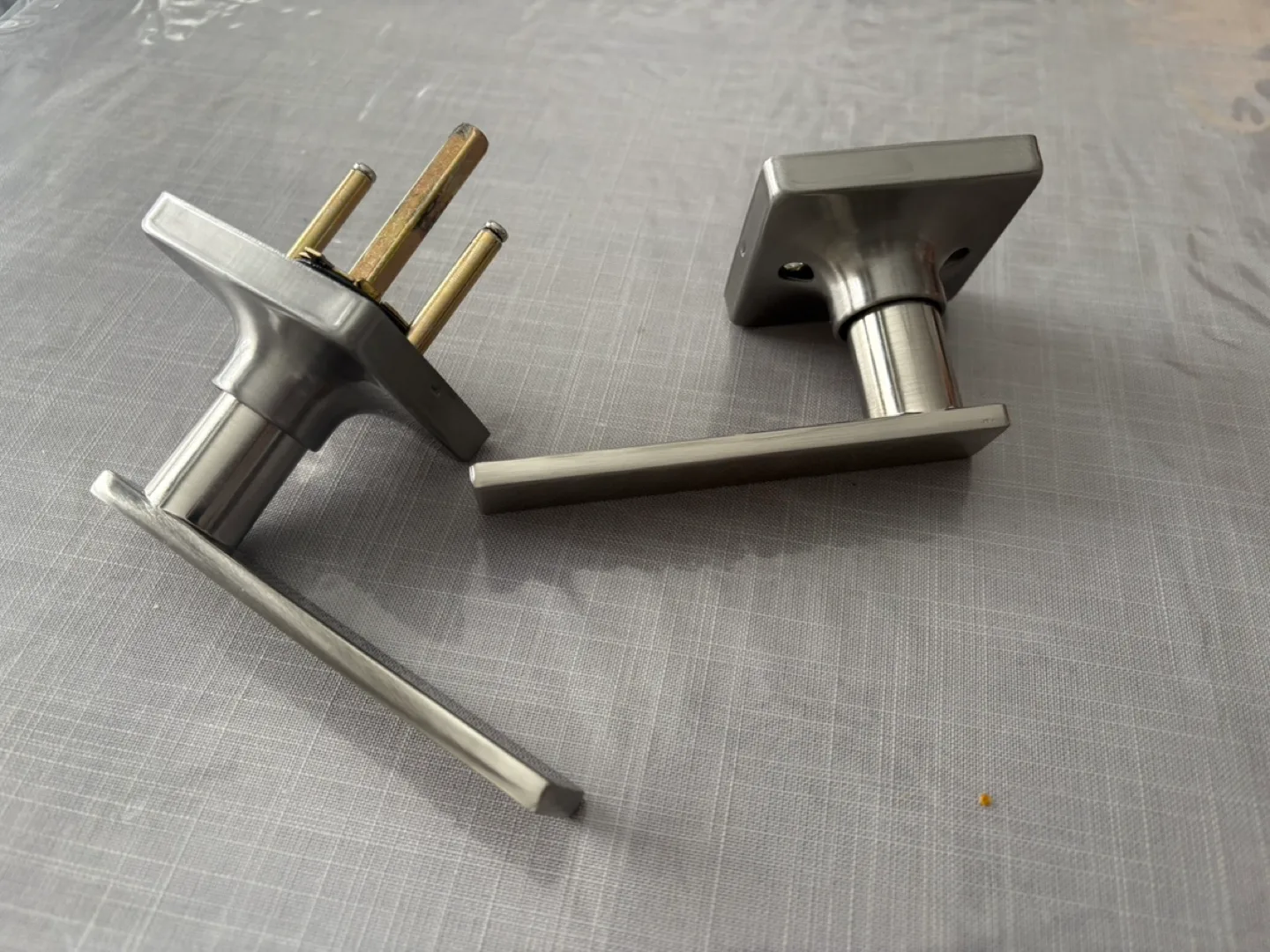 New Modern Brushed Nickel passenger Door Lever Set image indicator(4)