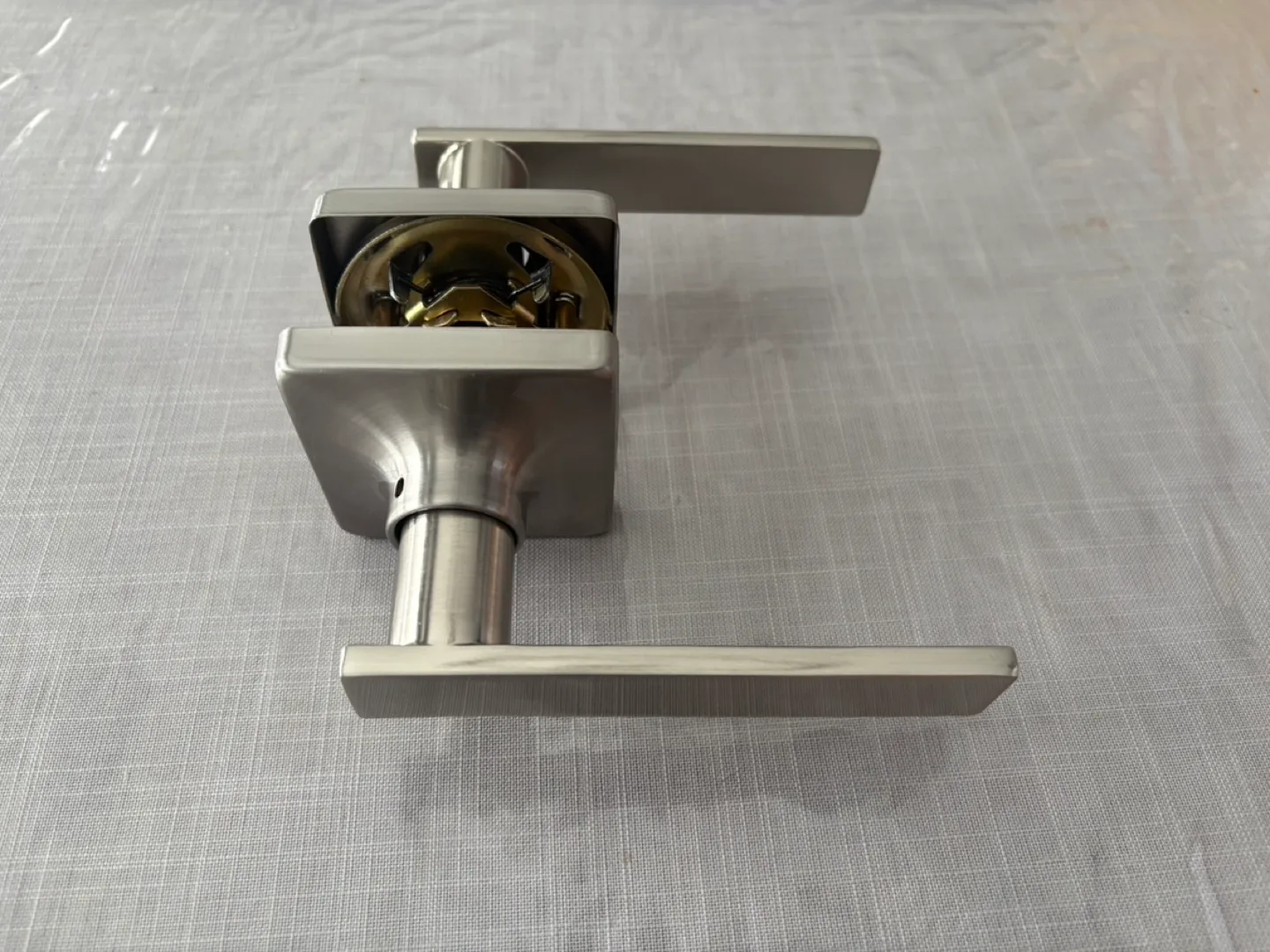 New Modern Brushed Nickel passenger Door Lever Set image indicator(3)