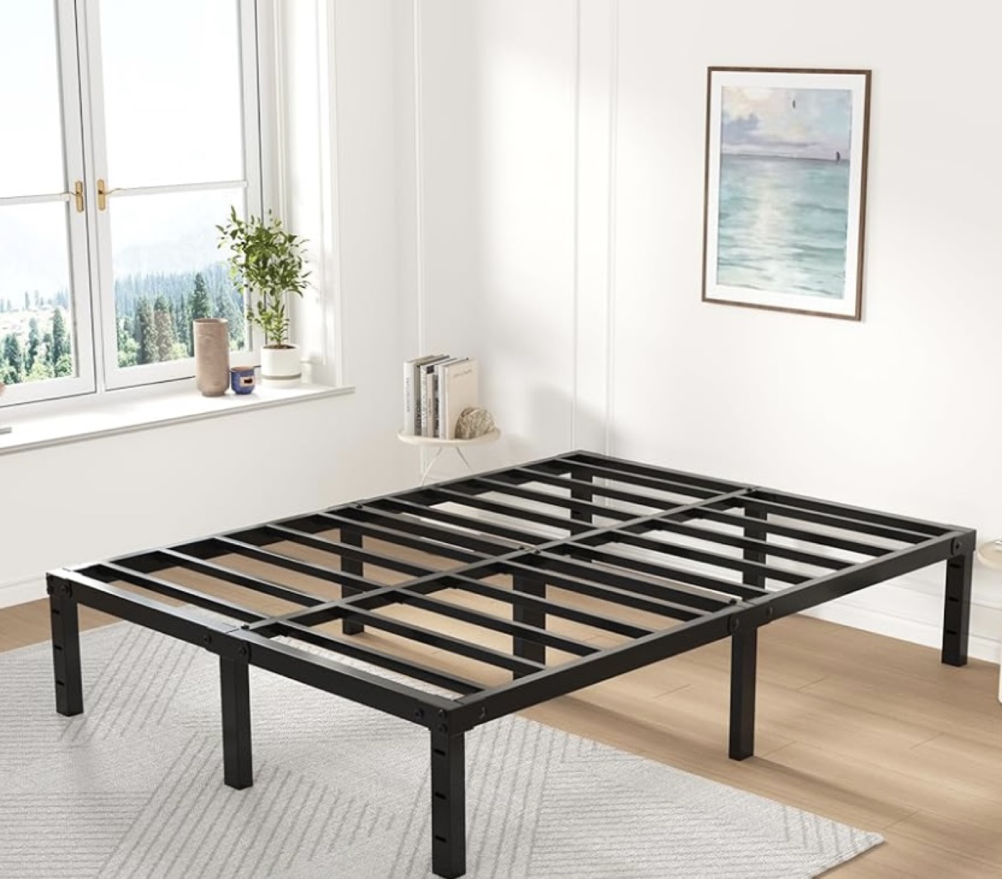 Queen Size Metal Bed Frame - Black - photo 2