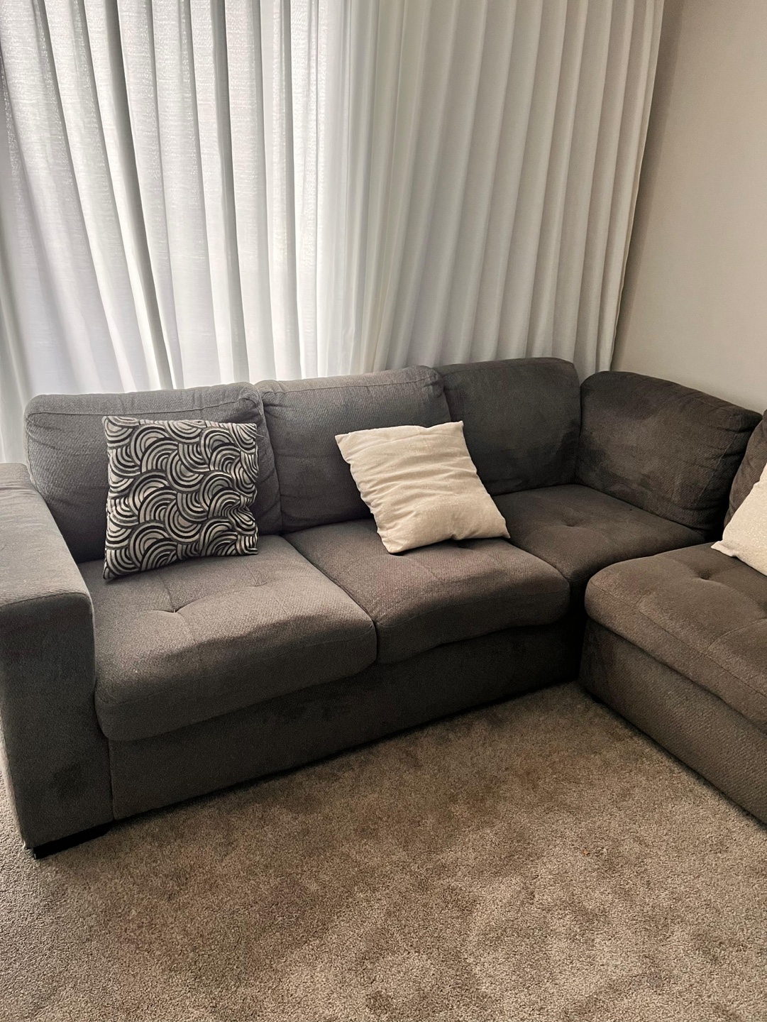 Dark Grey L-Shaped Sectional Sofa