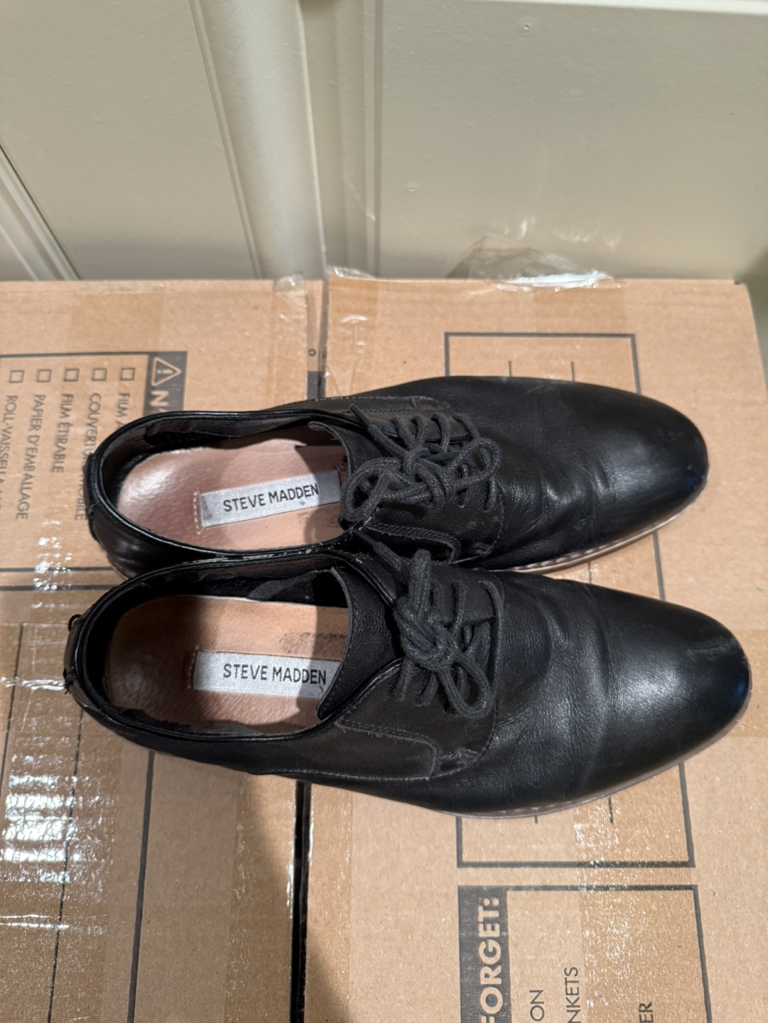 Steve Madden Men’s Black Leather Shoes - 7.5