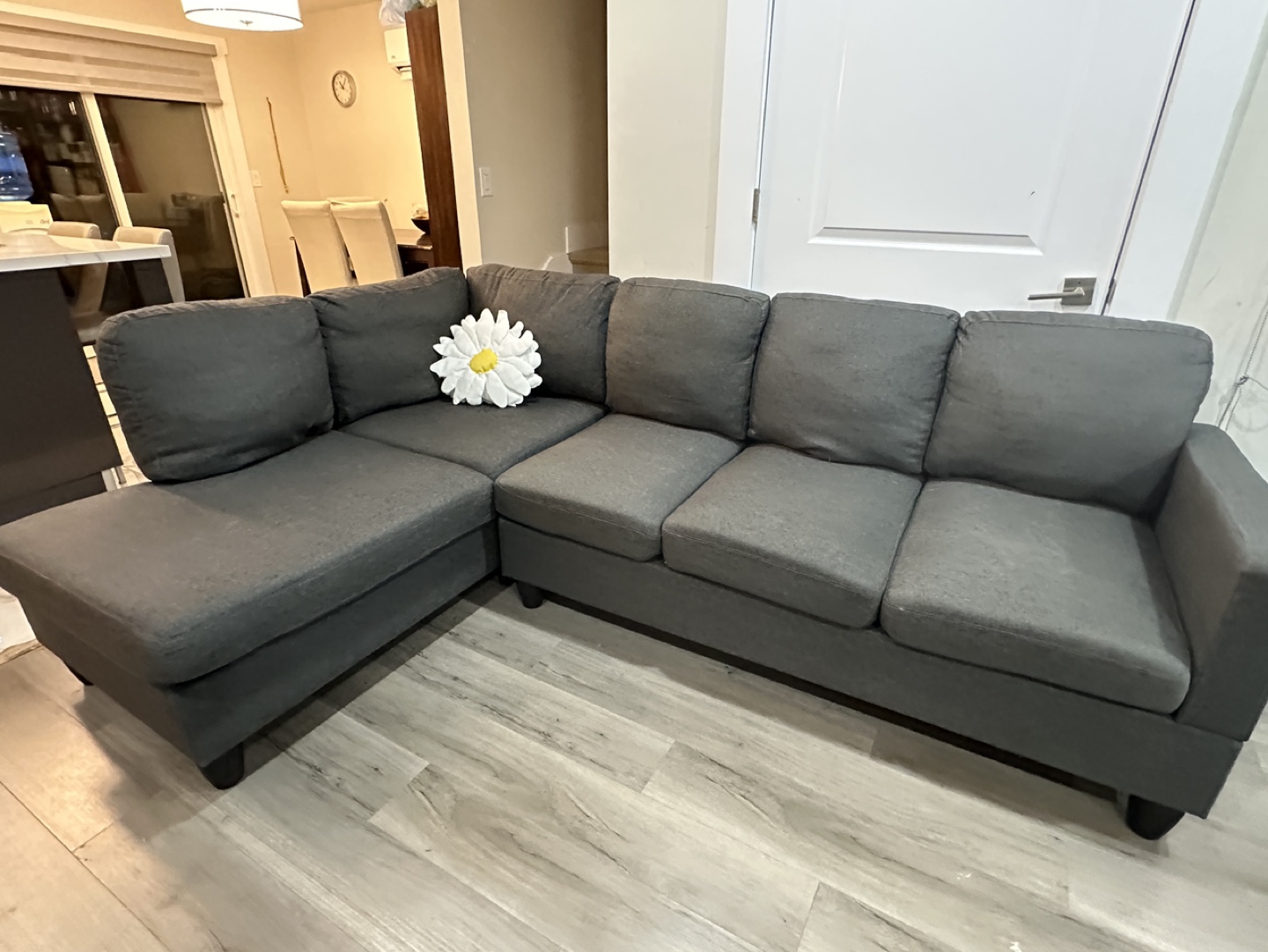 Grey L-Shaped Sectional Sofa