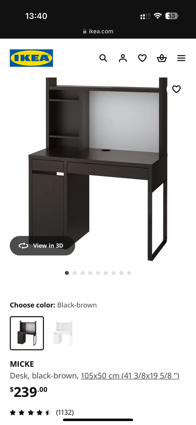 IKEA MICKE Desk - Black-Brown thumbnail