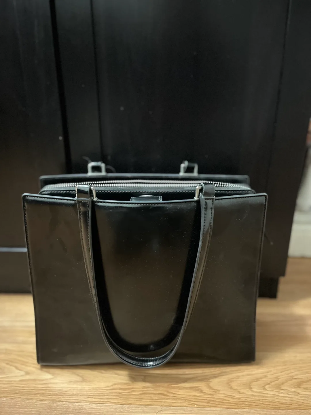 Calvin Klein Black Patent Leather Tote Bag image indicator(4)