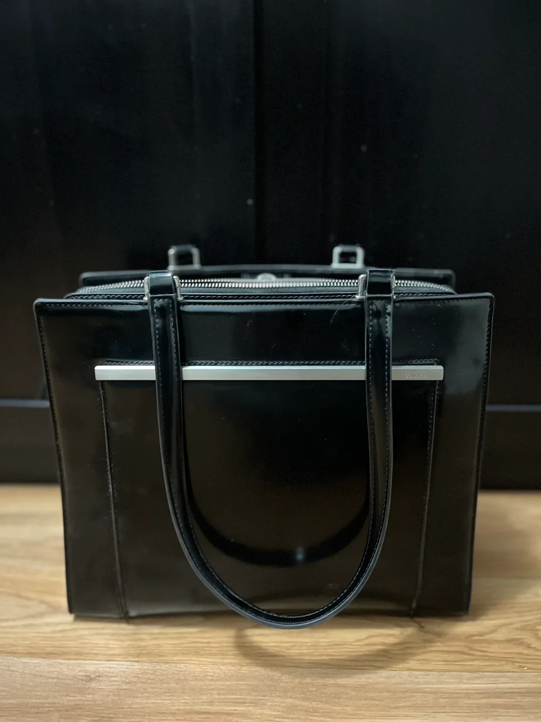 Calvin Klein Black Patent Leather Tote Bag image indicator(6)