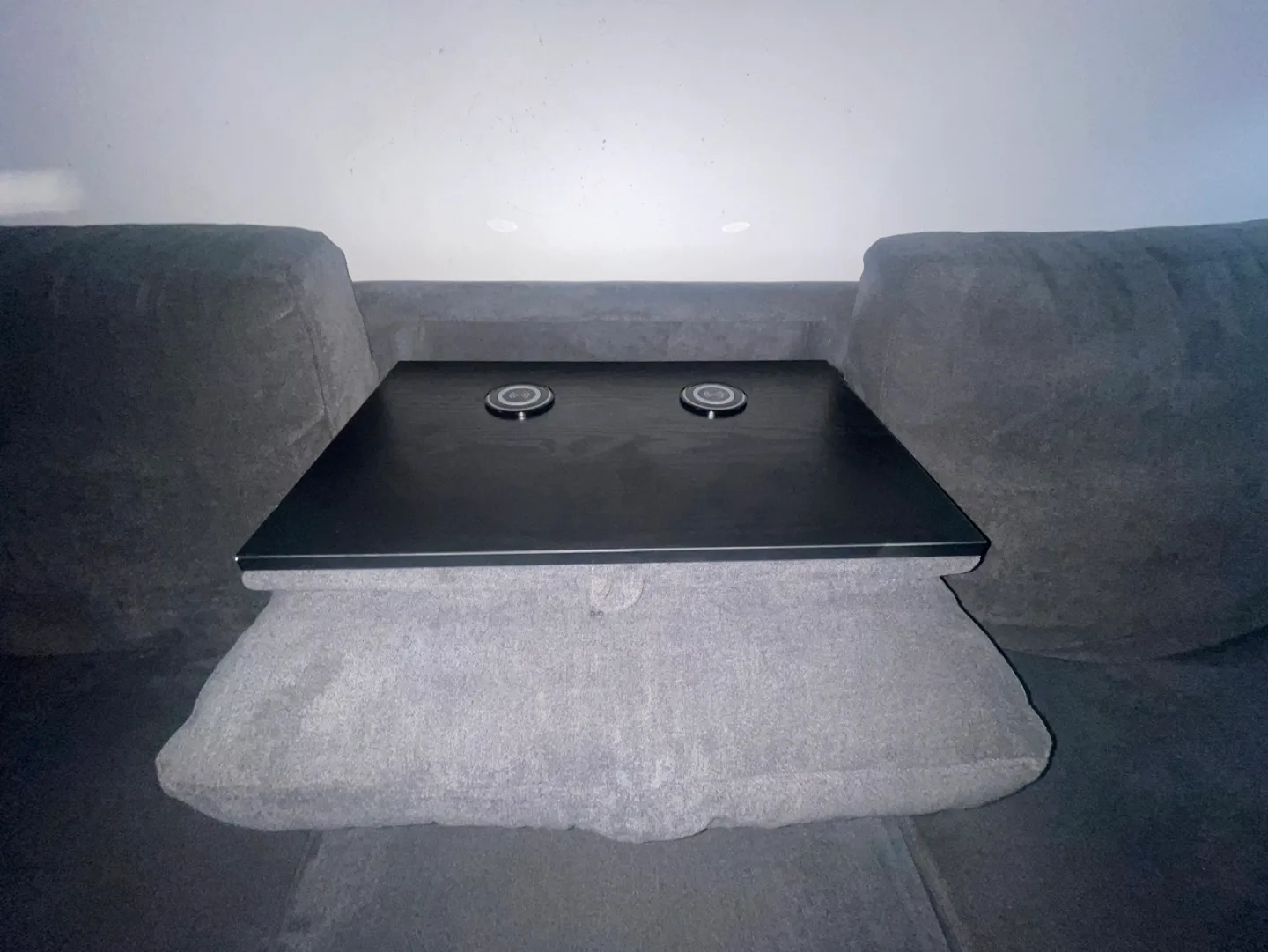 Dark Gray Sectional Sofa with Ottoman and Built-in Tray image indicator(5)