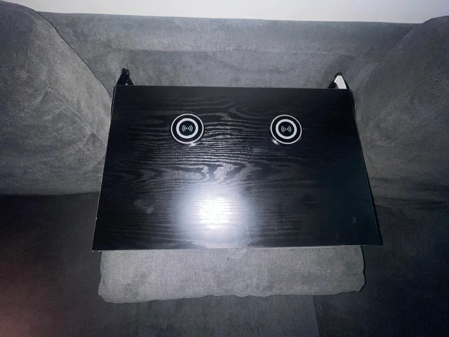 Dark Gray Sectional Sofa with Ottoman and Built-in Tray image indicator(6)