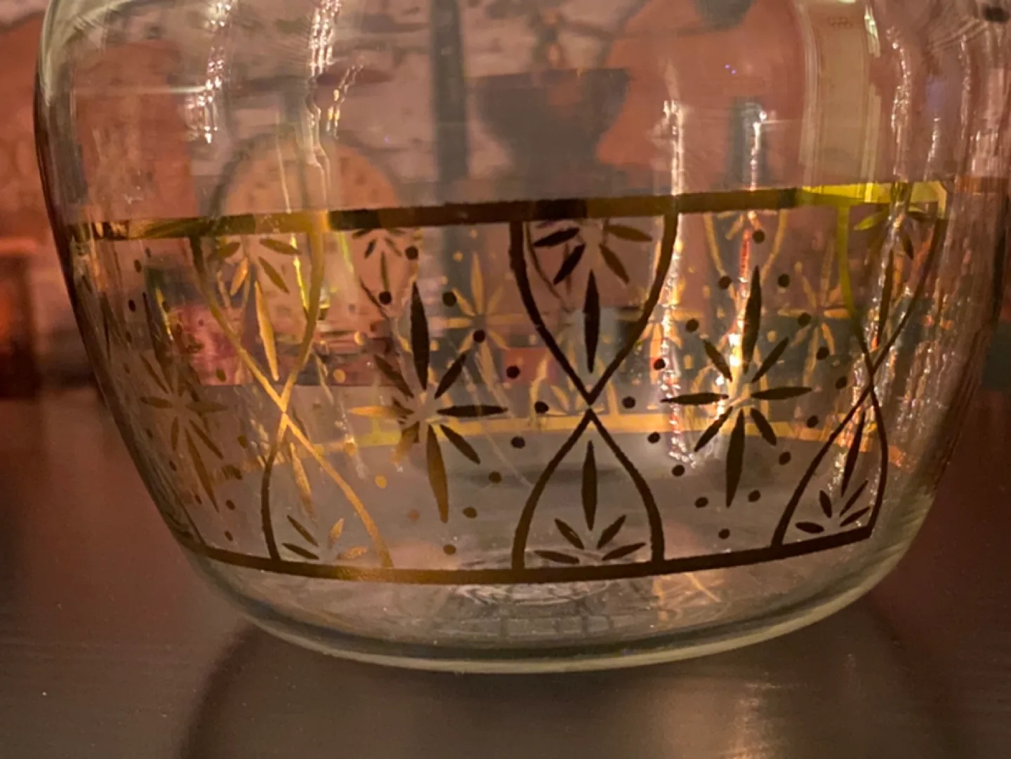 Vintage Glass Coffee Carafe with Gold Accents image indicator(2)