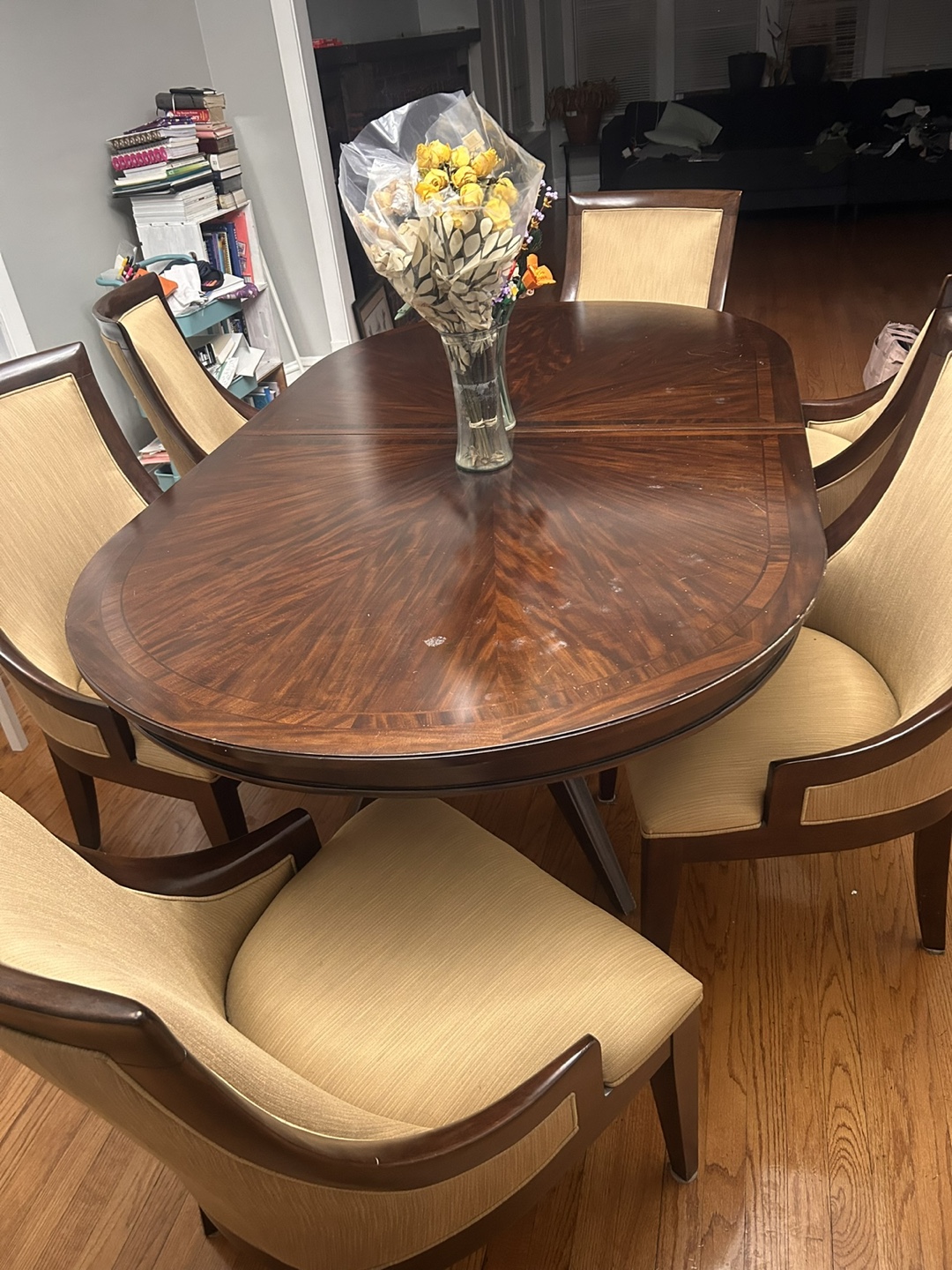 7-Piece Dining Set with Oval Table and Beige Chairs - photo 5