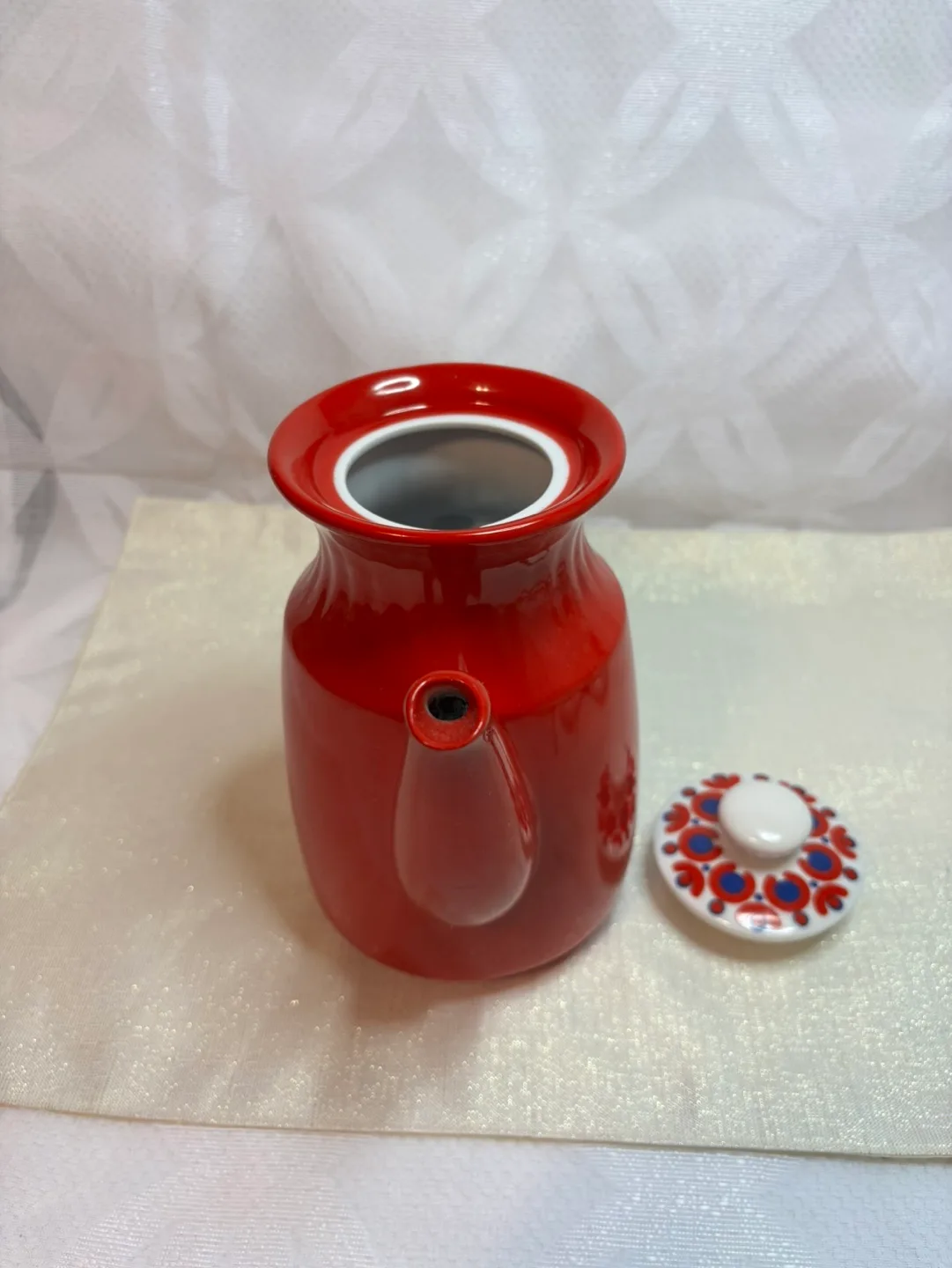 KAHLA - Vintage Red Tea or Coffee Pot with Floral Lid image indicator(4)