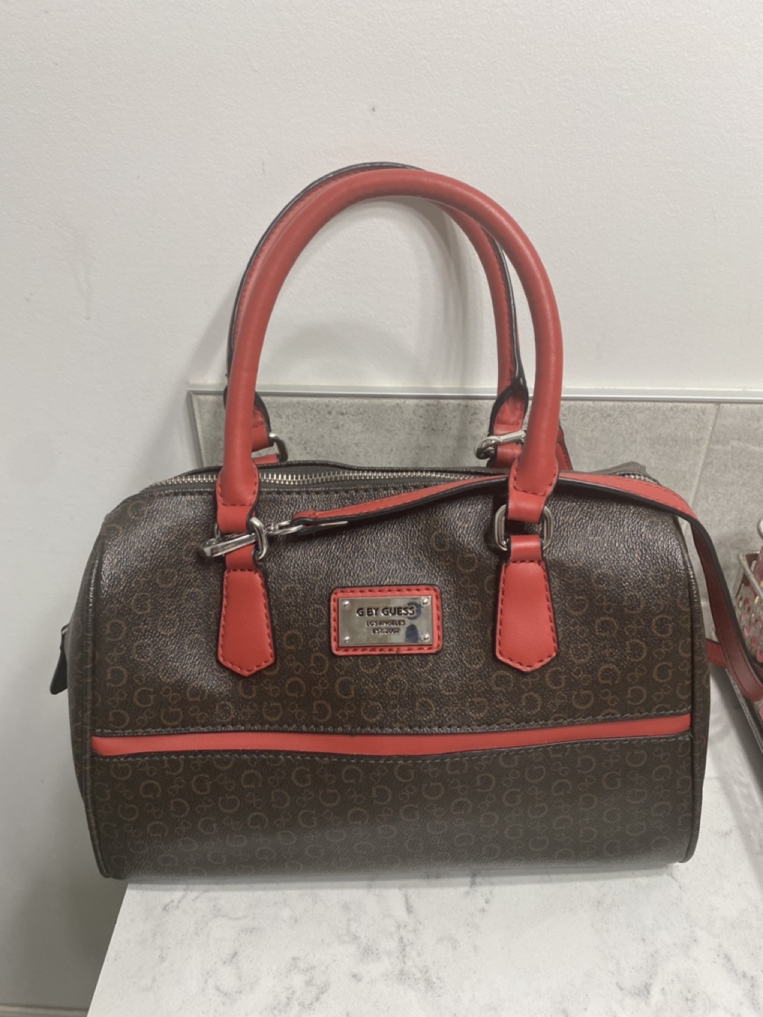 Guess Brown and Red Handbag