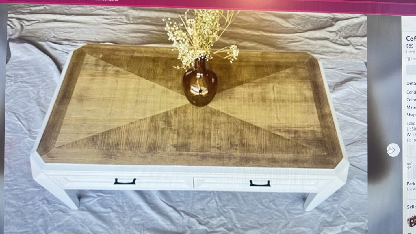 Solid Wood Coffee Table - White and Brown - OBO - photo 5