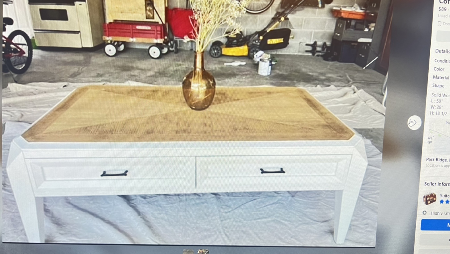 Solid Wood Coffee Table - White and Brown - OBO