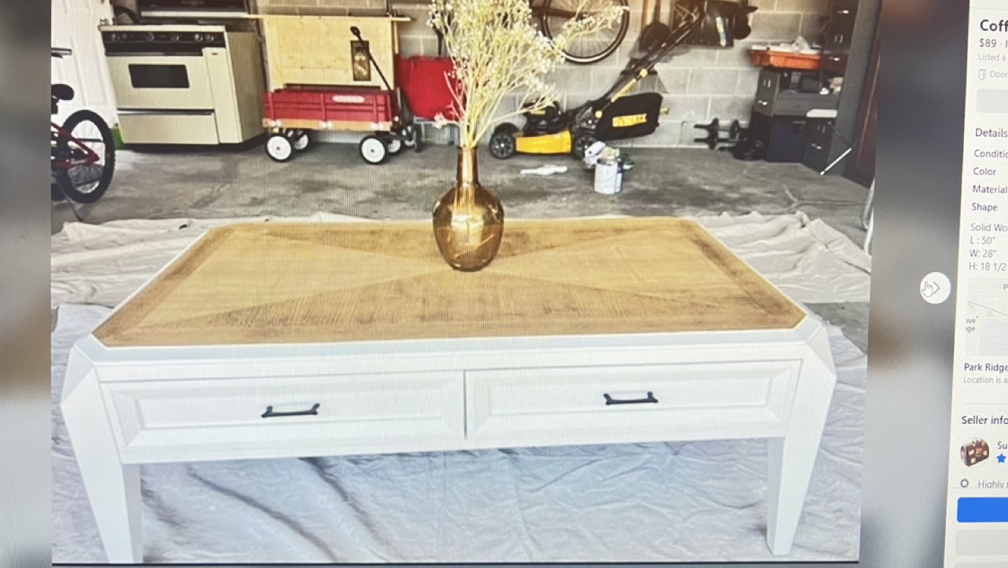 Solid Wood Coffee Table - White and Brown - OBO - photo 3