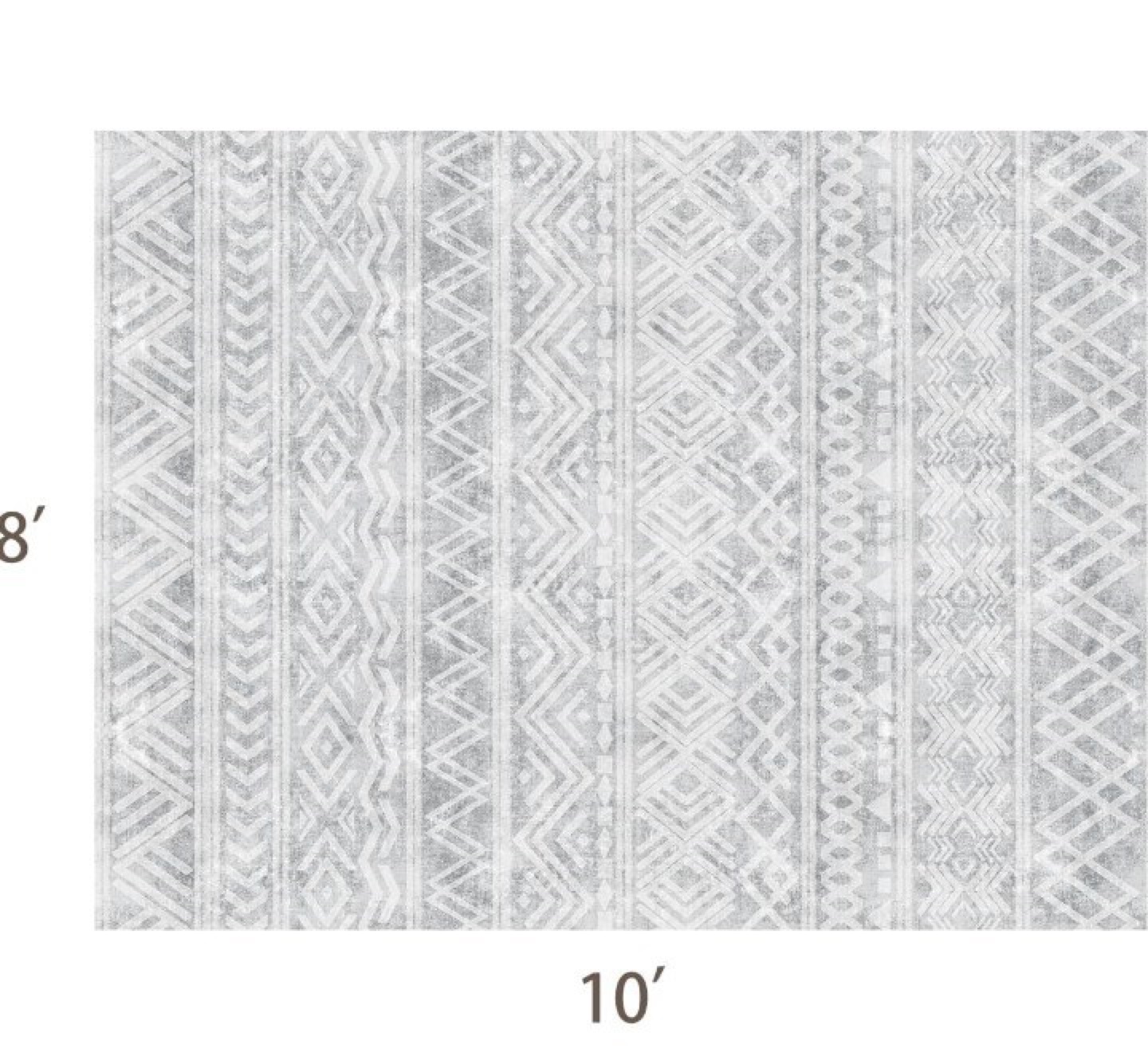 Grey and White Geometric Area Rug - 8x10 ft - photo 2