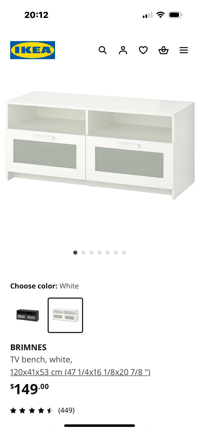 IKEA BRIMNES TV Bench, White - photo 2