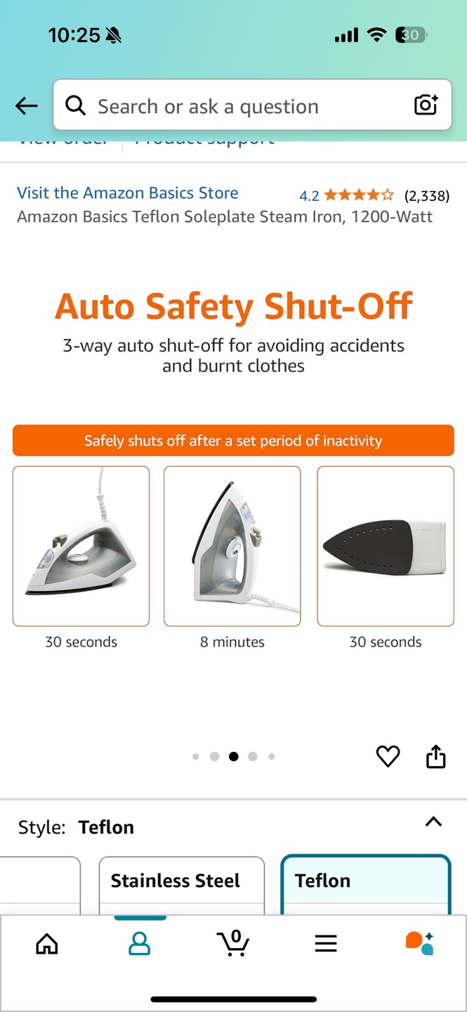 Amazon Basics Teflon Soleplate Steam Iron, 1200-Watt - photo 4