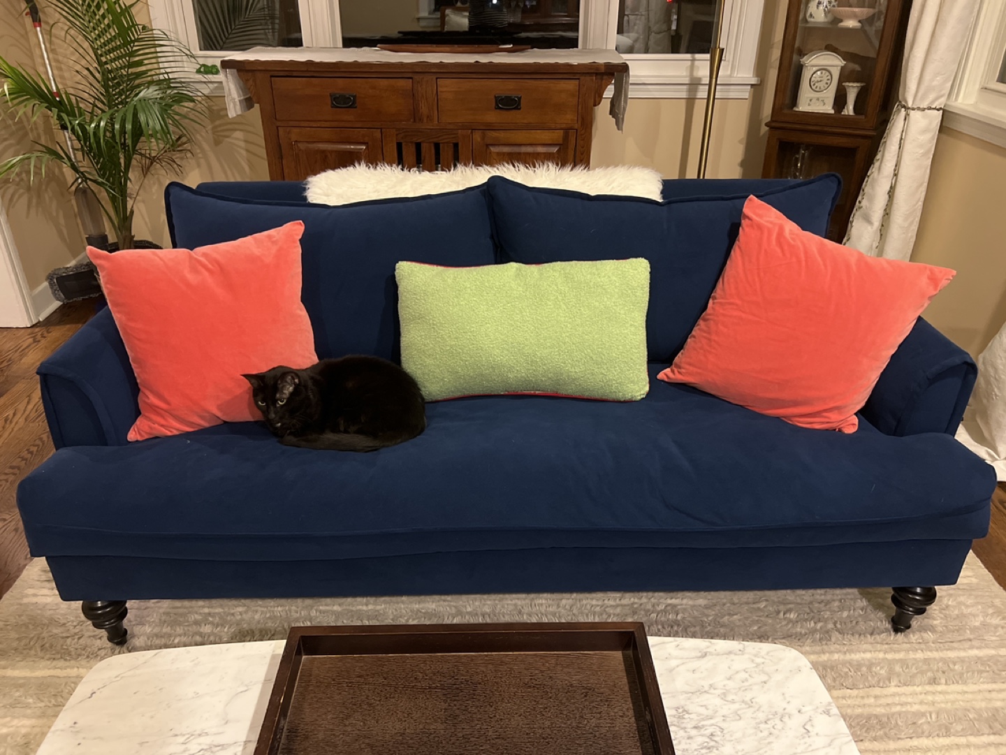 Navy Blue Velvet Sofa