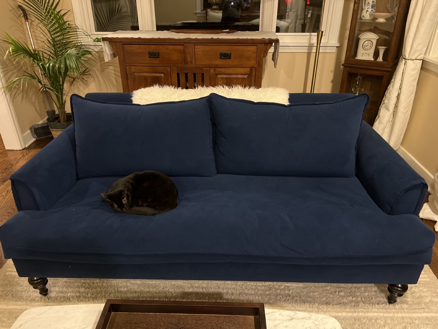 Navy Blue Velvet Sofa - photo 2